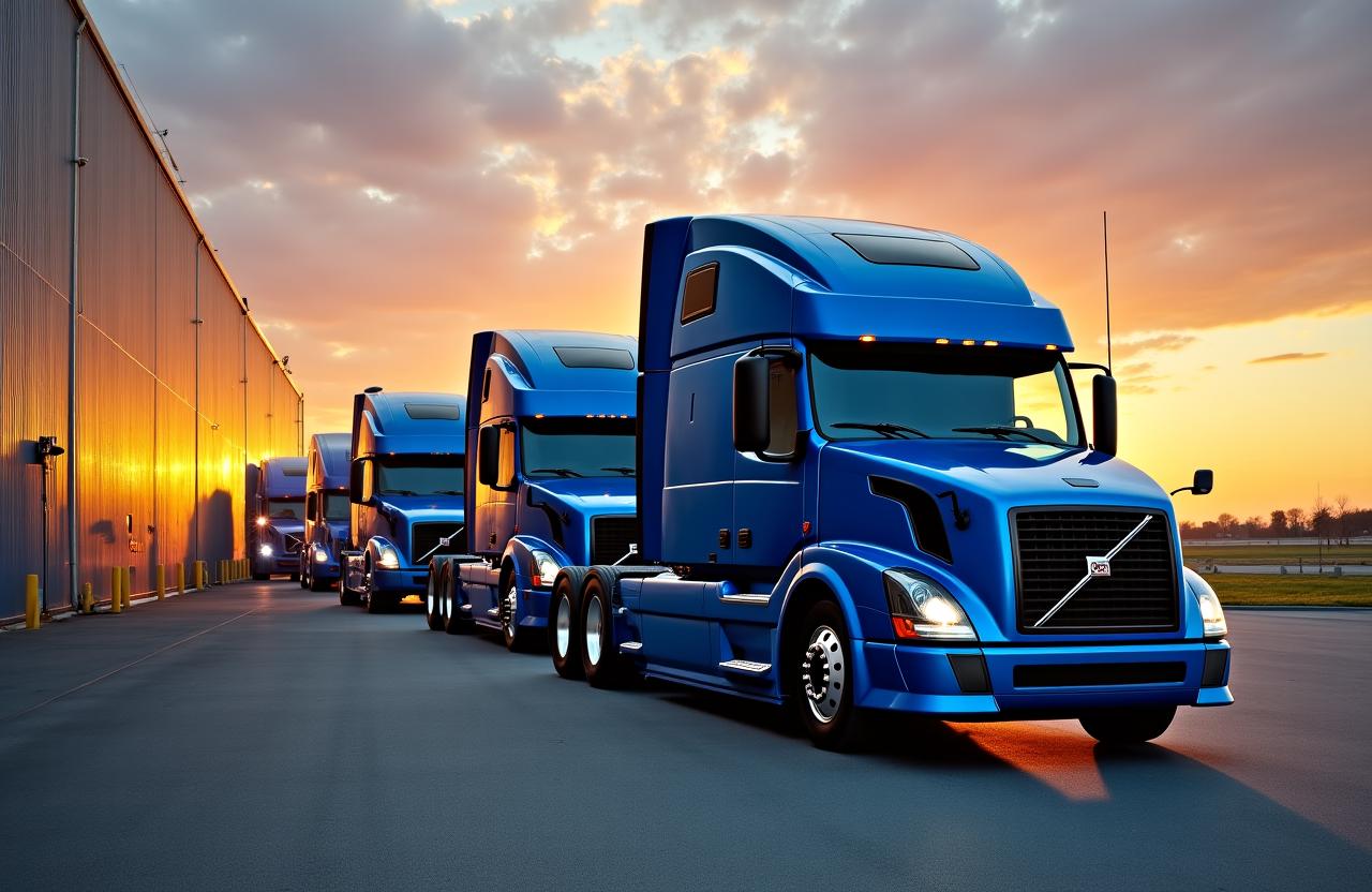 Heavy duty long-haul trucks in formation