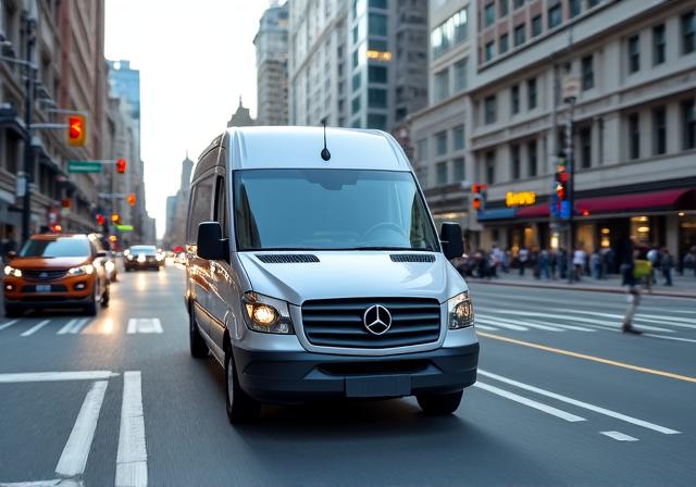 Modern urban delivery logistics van